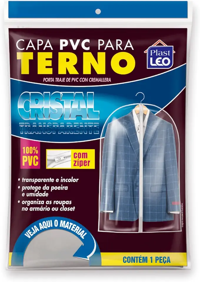 Capa para Terno Transparente (88x58cm) | Plast Leo (Ref.: 436)