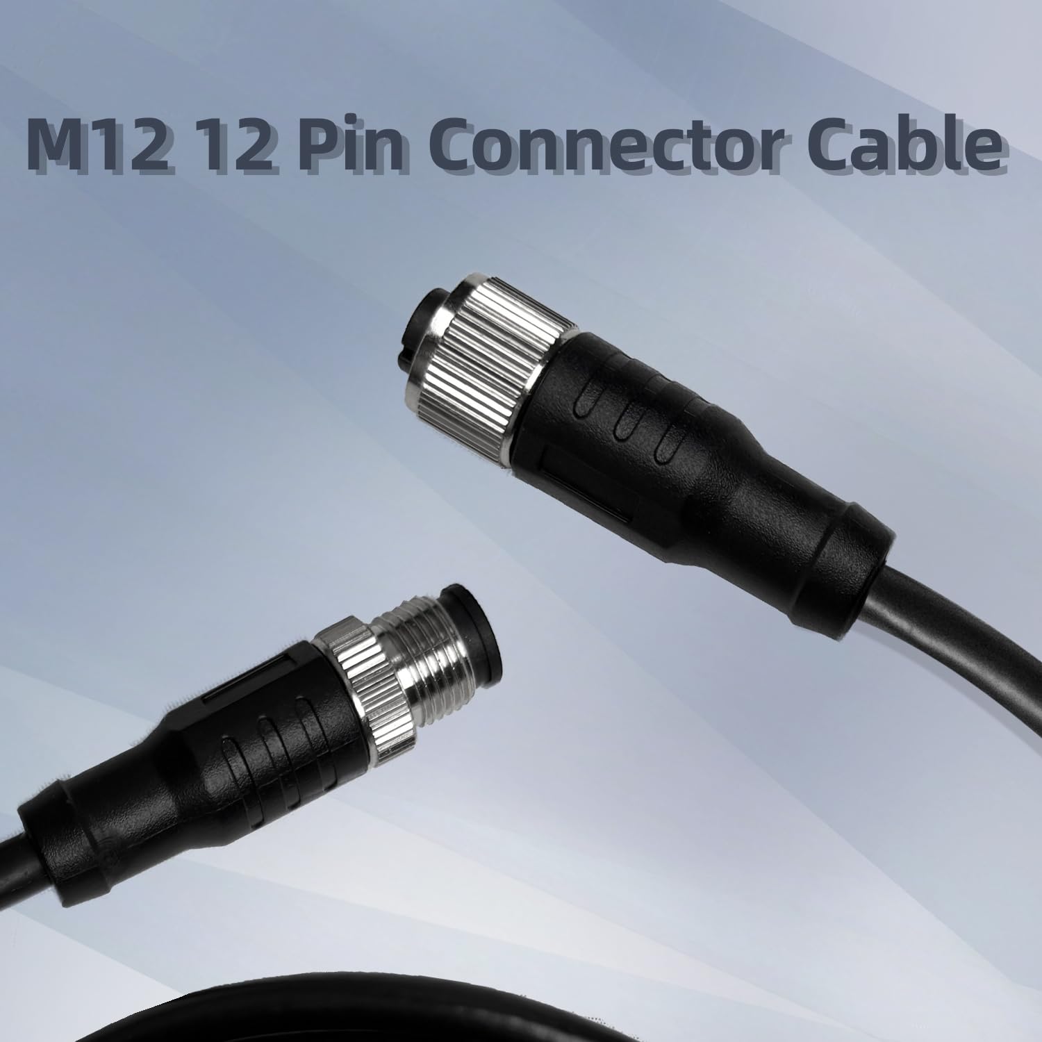 M12 12 Pin Connector Cable Male to Female A-Code IP67 Waterproof Industrial Extension Wire 30V 1.5A for Sensors Actuators Cameras Barcode Reader Industrial Ethernet Fieldbus