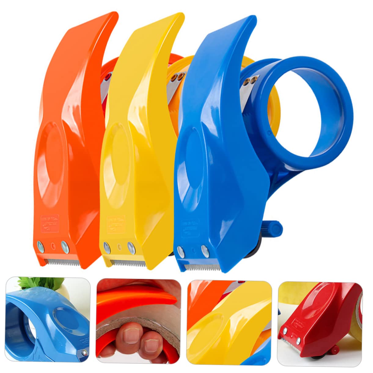 jojofuny 2 Set Dispenser Nastro Adesivo Ergonomico Per Imballaggi Cartoni Taglio E Leggero Per Nastri E Spessore Manuale Per Sigillatura Scatole 3 Pezzi * 2