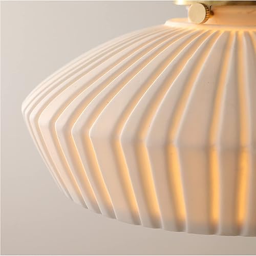 Miniatura 7 de CRIBBU Lámpara colgante de cerámica festoneada blanca con interruptor de latón para isla de cocina (B)