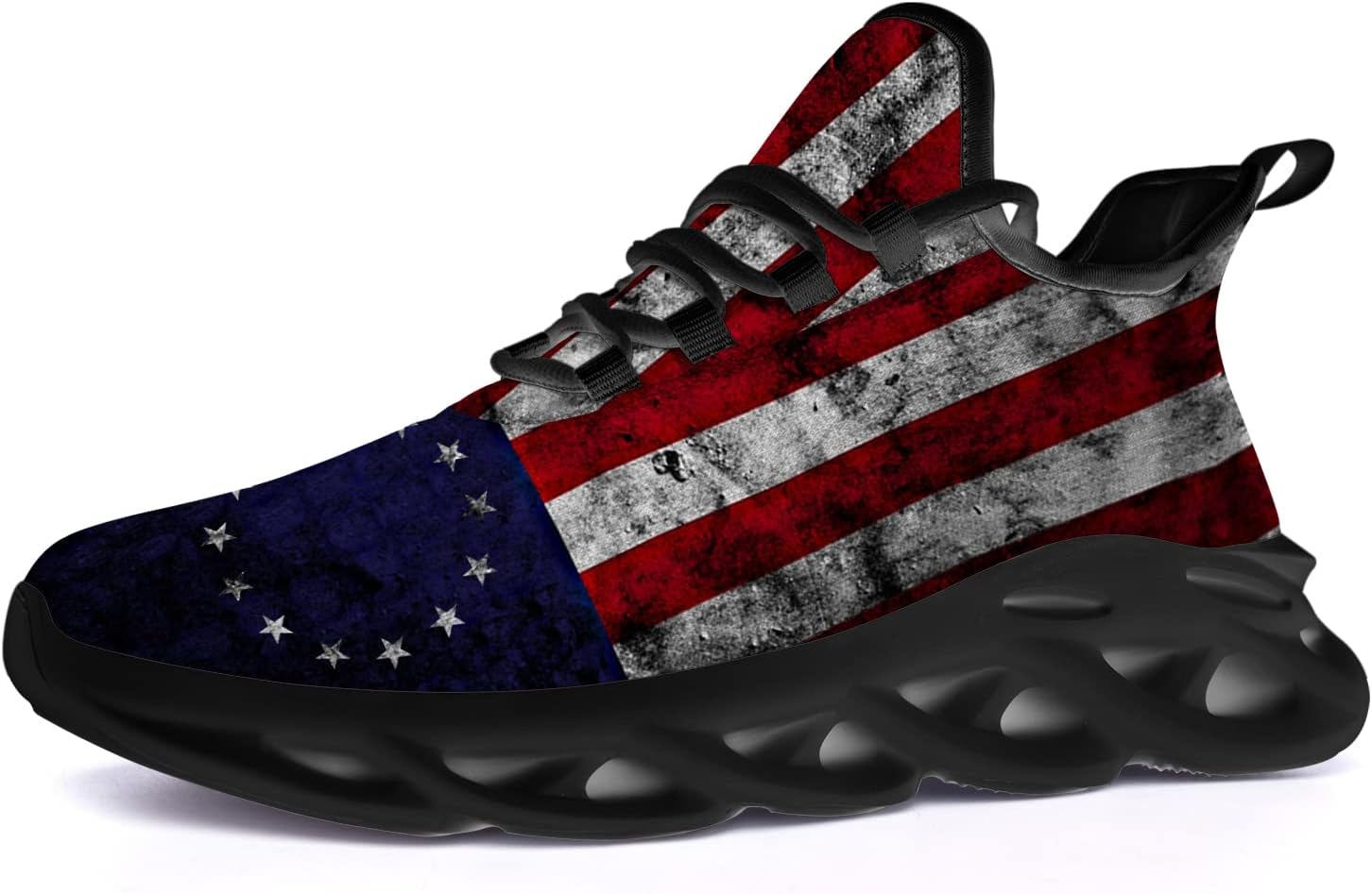 Ciadoon American Flag Shoes for Women Men Road Running Athletic Walking Tennis Sneakers 4th of July Shoes Gifts
