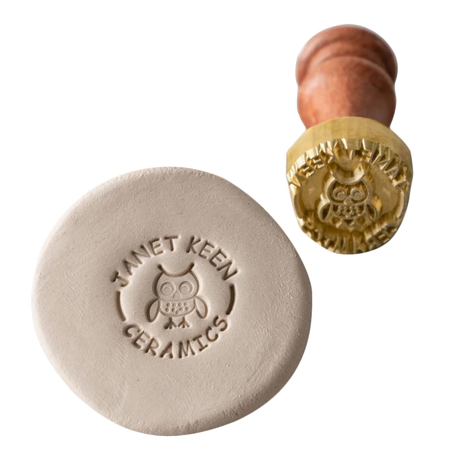 Personalized Clay Stamp Custom Pottery and Ceramic Signature Handmade Pottery Mark Tool with Your Logo Brass Stamp Signature Stamp(2.5Inches)
