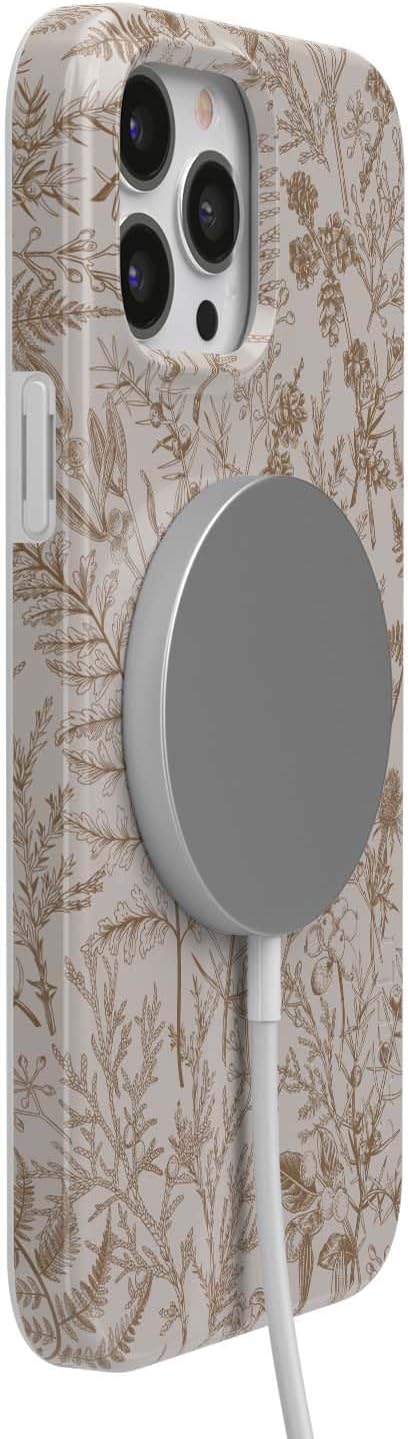 Casely iPhone 14 Pro Case | Beige Garden | Neutral Floral | Compatible with MagSafe | Classic Ultra Slim Design