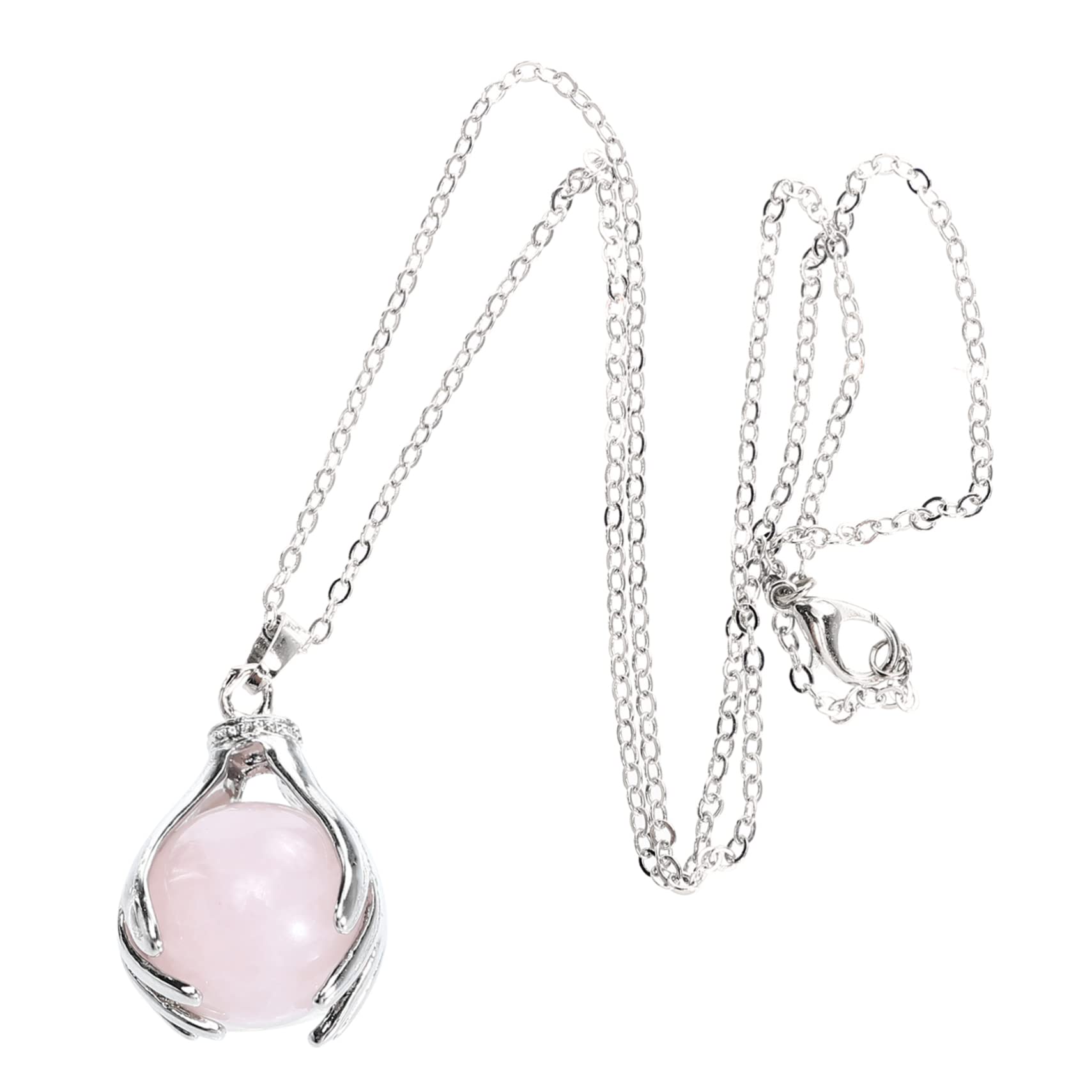 Collier de palmier en cristal et quartz rose : ras du cou strass - 3