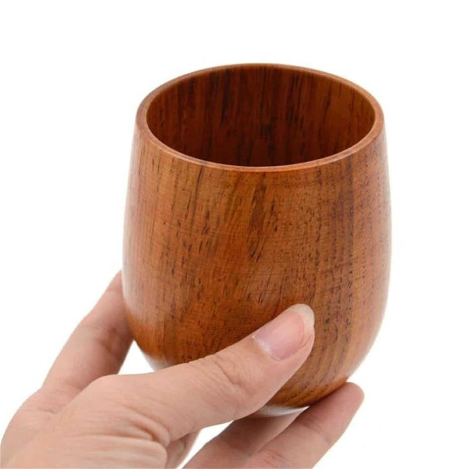Drewniany kubek na wodę, 130 ml, 7 cm, naturalny słojów drewna, kubek do herbaty, kawy, piwa, zimnych napojów, wielokrotnego użytku, gładkie wykończenie