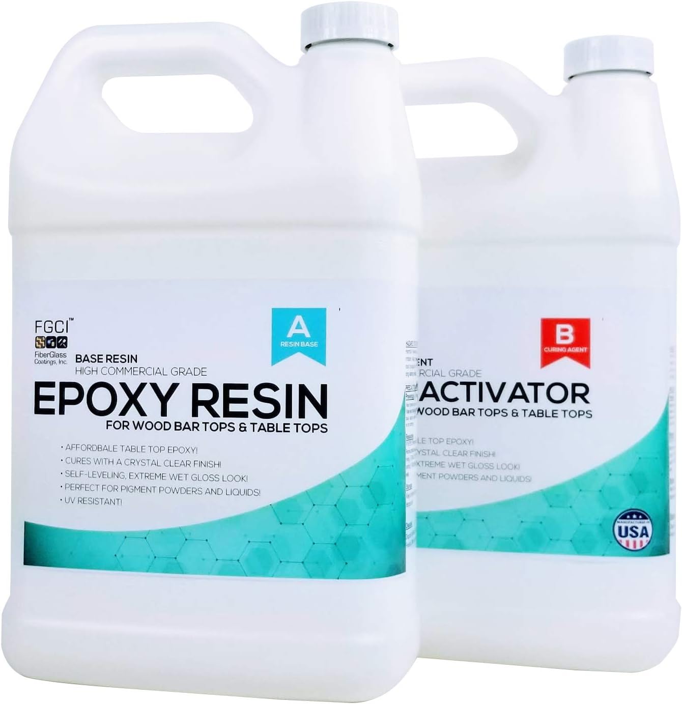 Commercial Grade Epoxy Resin for Wood Tables, Wood Sealer, Epoxy Floor Coating - 2 Gallon Kit