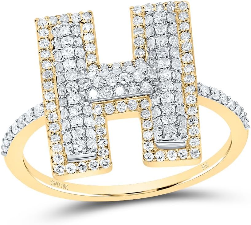 Jewels By Lux 10kt Yellow Gold Diamond Fashion Initial Ladies Wedding Engagement Anniversary Ring, Womens Size 5-9