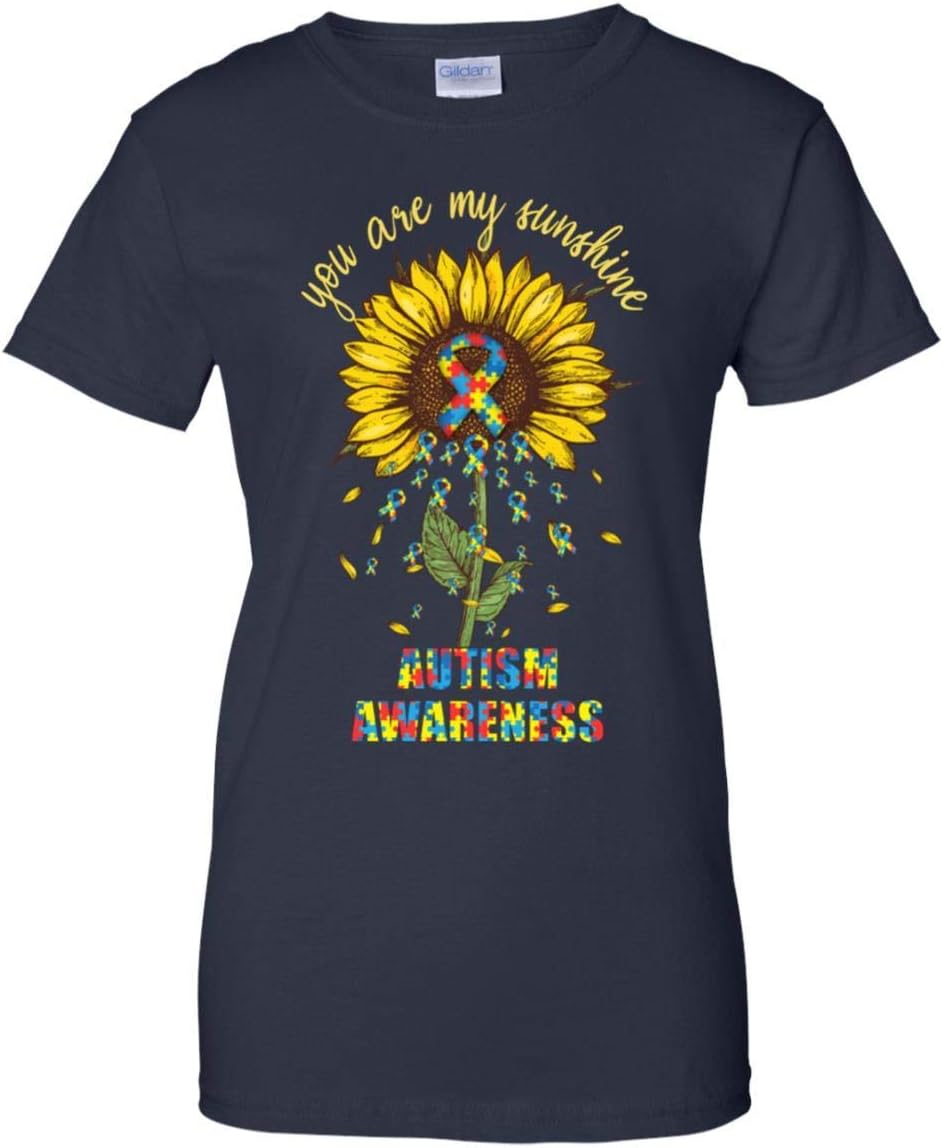 TeesPass Women's You are My Sunshine Autism Awareness Shirt Ladies' Short Sleeve Tee