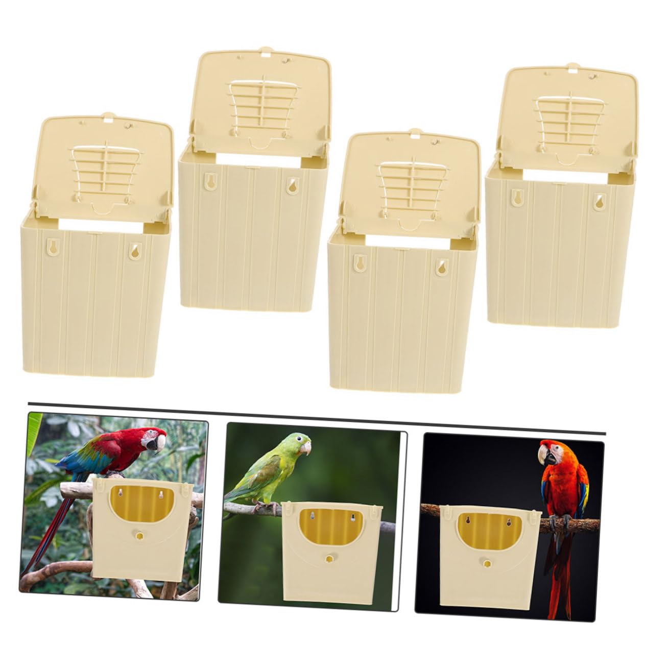 WOONEKY 4piezas Caja para Pájaros De Plástico Casa De Incubación y Cría para Periquitos y Pinzones De Cría Espacioso y Resistente para y Aves De