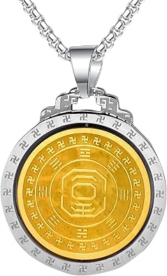 FAZOVIN Stainless Steel Taoism Big Dipper Necklace for Men with the Eight Diagrams Rotatable Taoist Pendant Amulet