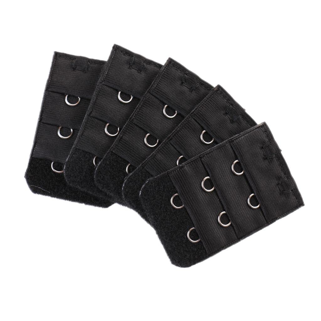 nivaa 5pcs Elastic Bra Strap Extension Bra Extenders 2x 3 Hook Black-picture-16