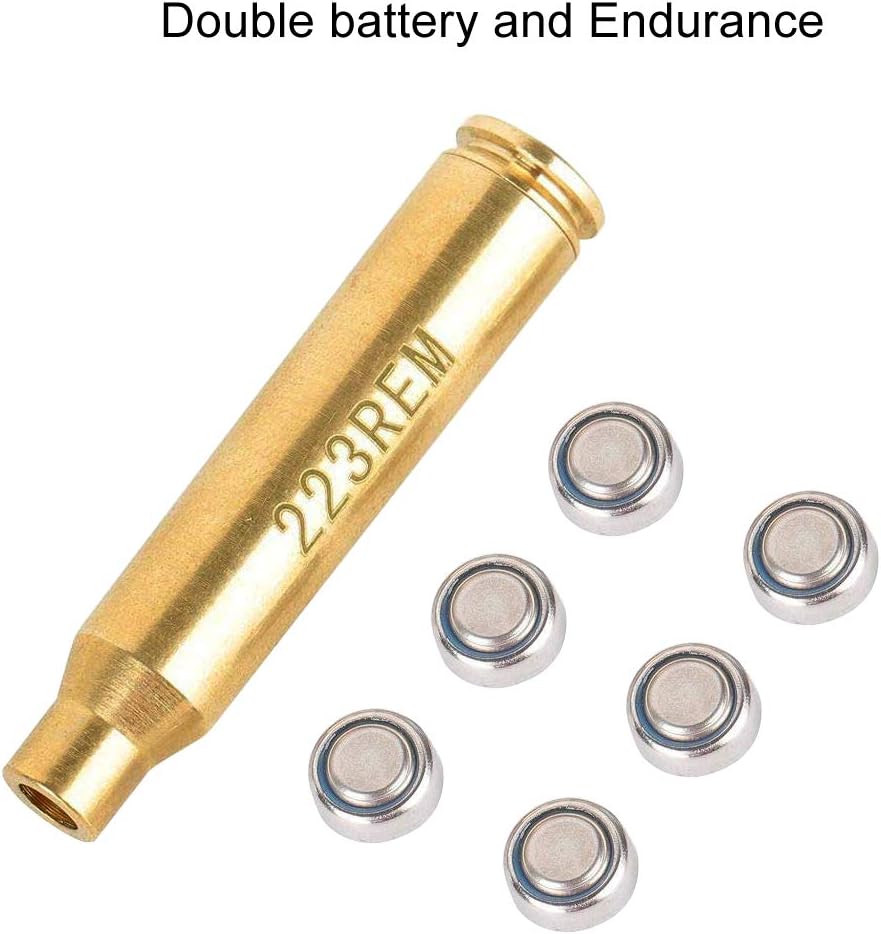 Laser Bore Sight Cal Red Dot Boresighter 223 5.56mm Laser Sight Rem Gauge with 6 Batteries