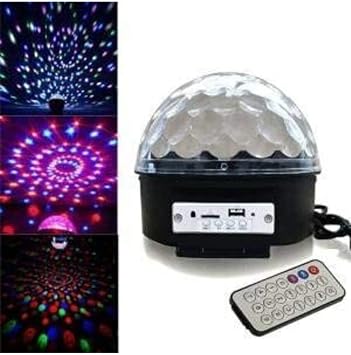 Bluetooth USB SD Kart ve Kumandalı Işıklı LED Disko Topu, Siyah