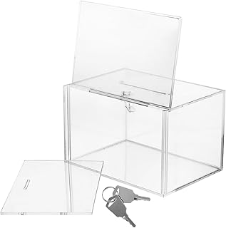 Transparent Acrylic Donation Box with Lock and Slot High Strength Impact-resistant Public Voting and Charity Collection Container for Fundraising