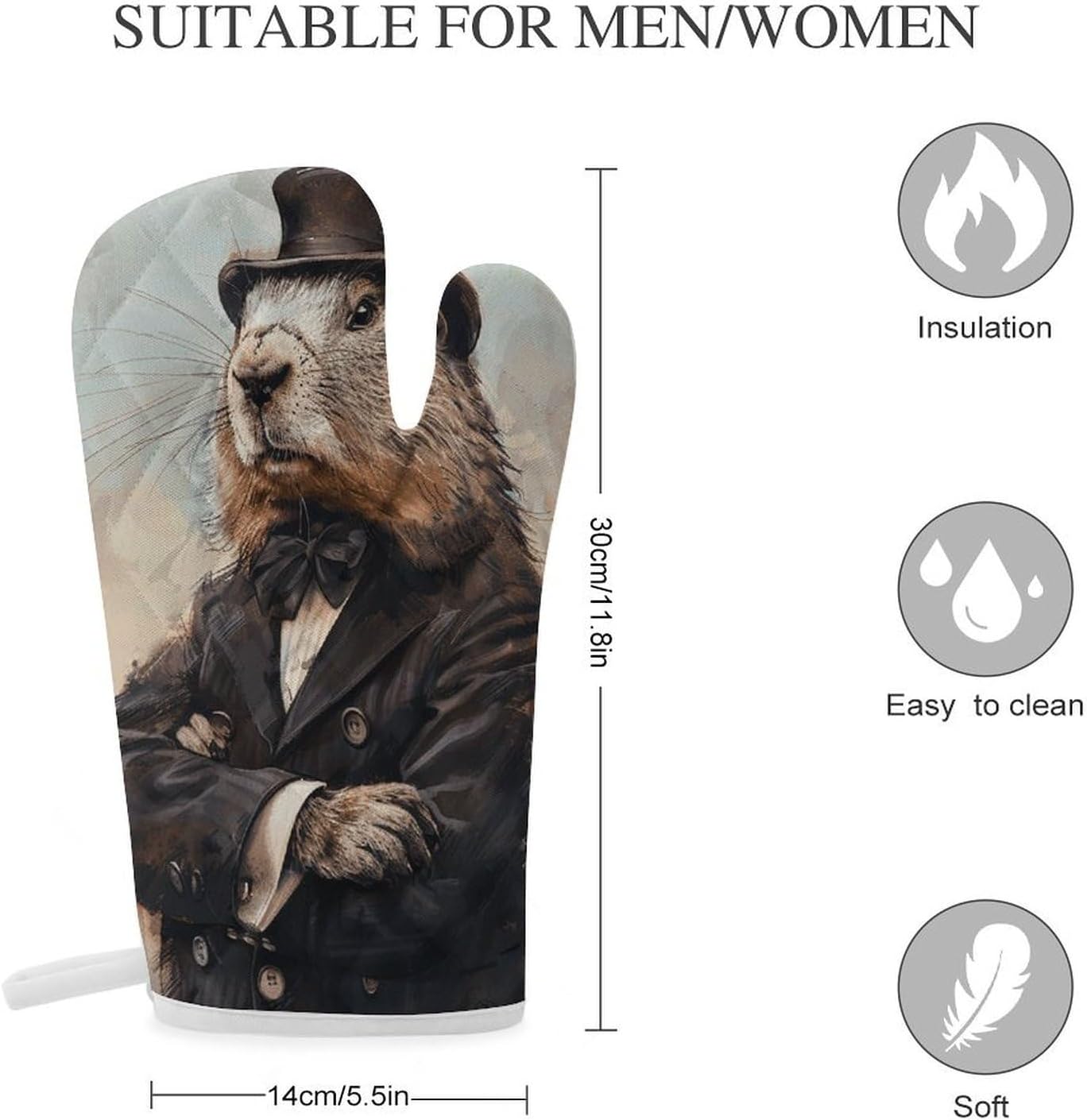 2 Pcs Oven Mitts Heat Resistant Kitchen Gloves Soft Safety A Charming Prairie Dog Oven Glove for Microwave, Barbecue