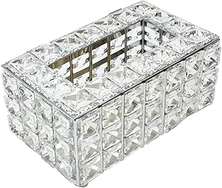 クリスタルストーン ティッシュボックス ティッシュケース 収納 カバー 卓上 キラキラ 豪華 (シルバー)