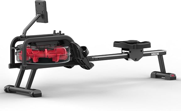 Neezee Rowing Machine for Home, Rowing Machine Water with Professional Tablet Holder, Maximum Load 150 kg, Vertical Storage, Easy Movement