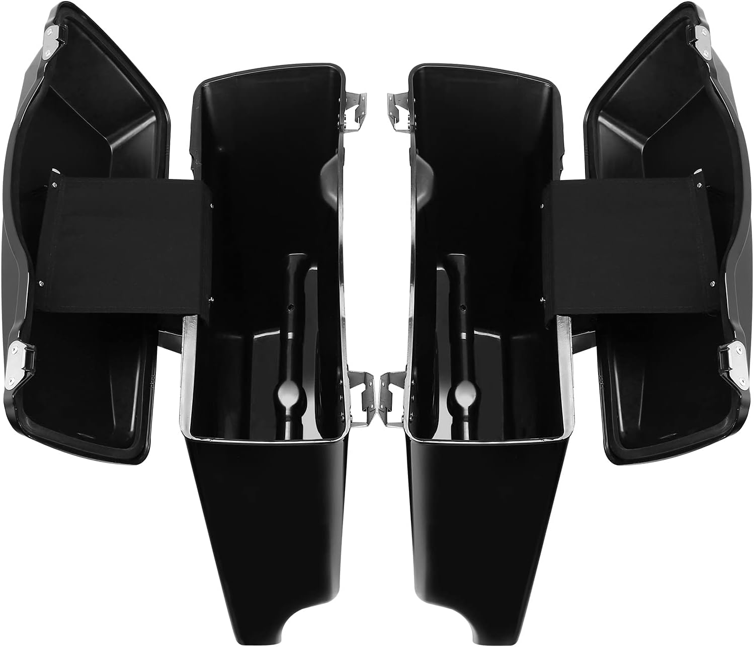 XFMT 5 Inch Vivid Black Stretched Saddlebags Extended Saddle bag with Lids Latch Keys For Harley Touring FLH FLT Electra Glide Road king Ultra Street 1993-2013