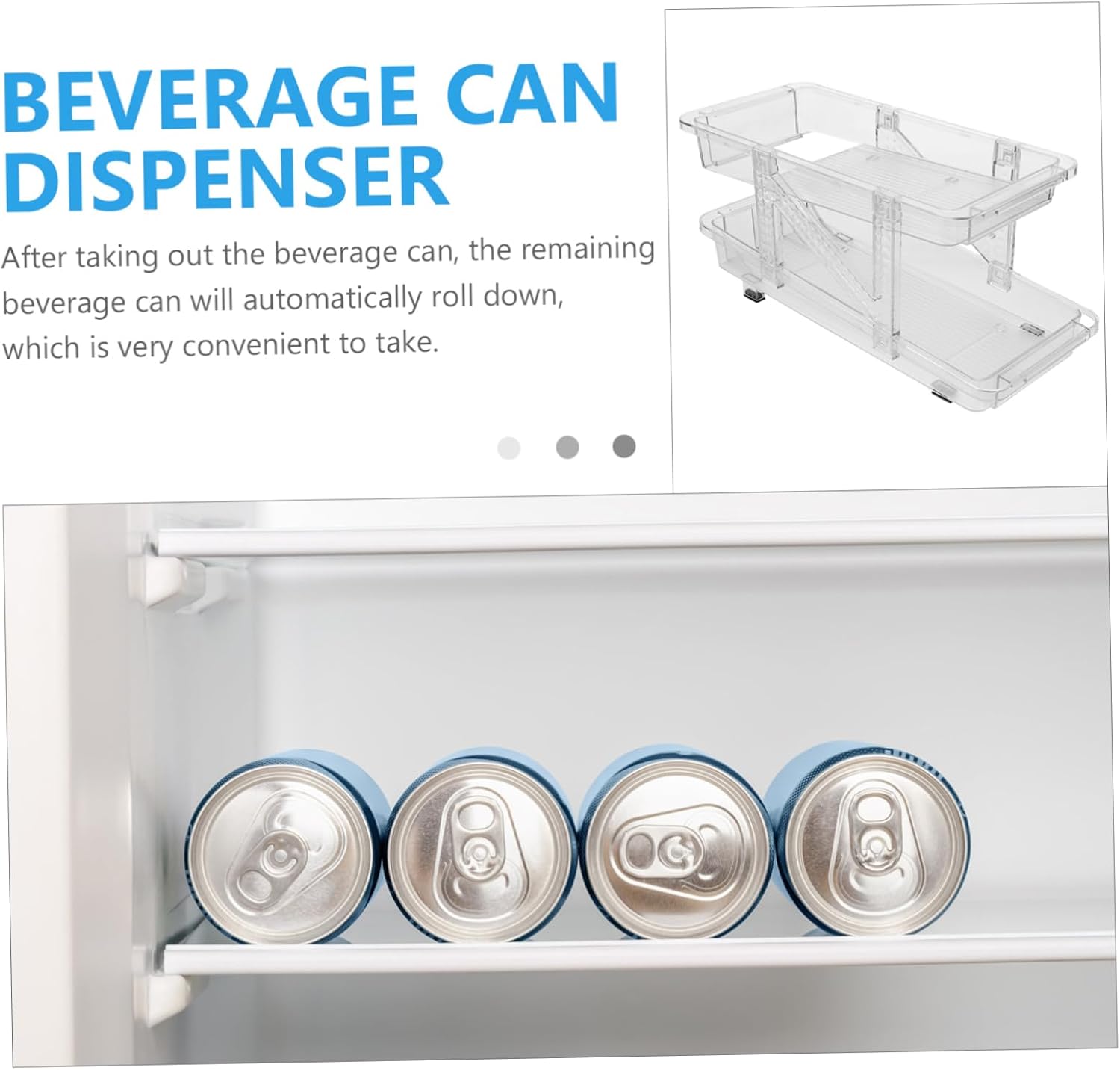 Refrigerator Can Organizer Bin Transparent Dual Drink Holder for Soda and Beer Cans Space-saving Beverage Storage for Kitchen and Pantry