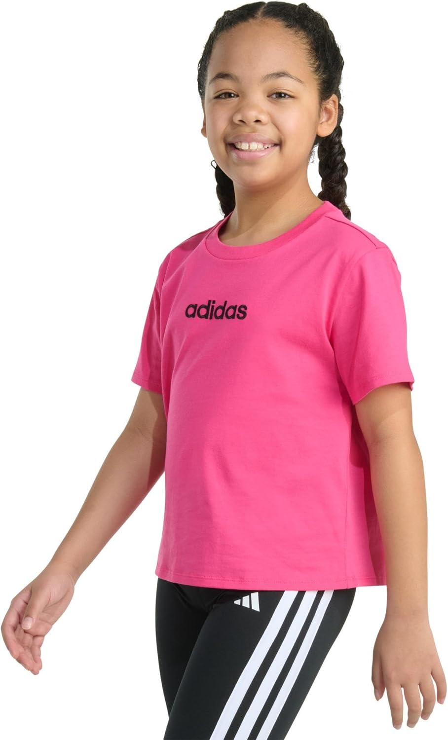adidas Girls Short Sleeve Embroidered Logo T-Shirt - Image 3