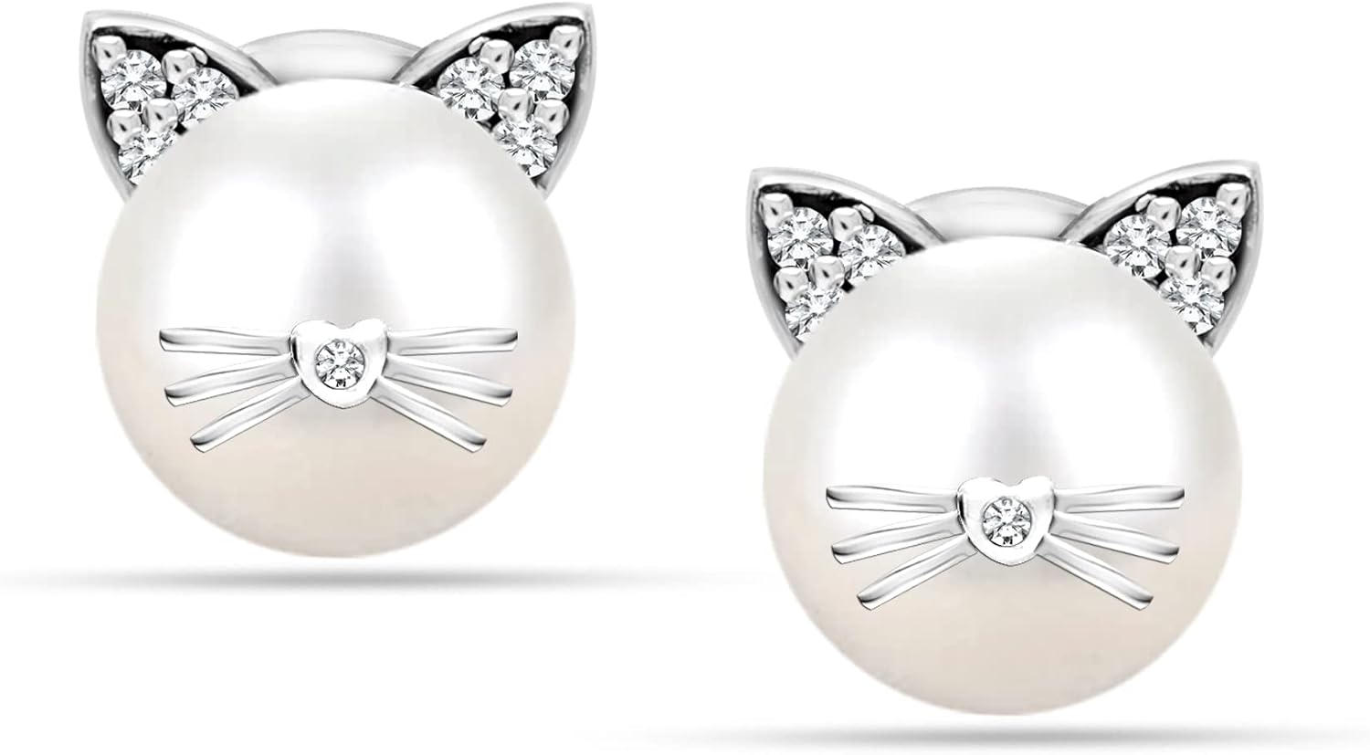 LeCalla 925 Sterling Silver CZ Pearl Stud Earrings for Women Teen | Lightweight Italian Design Simulated Pearl Stud Earrings | Hypoallergenic CZ Studs Earring for Women's