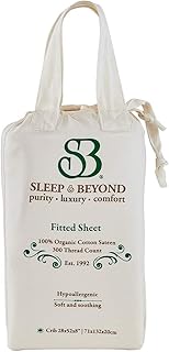 Sleep & Beyond Organic Cotton Fitted Sheet, Ivory, King 76x80x18in