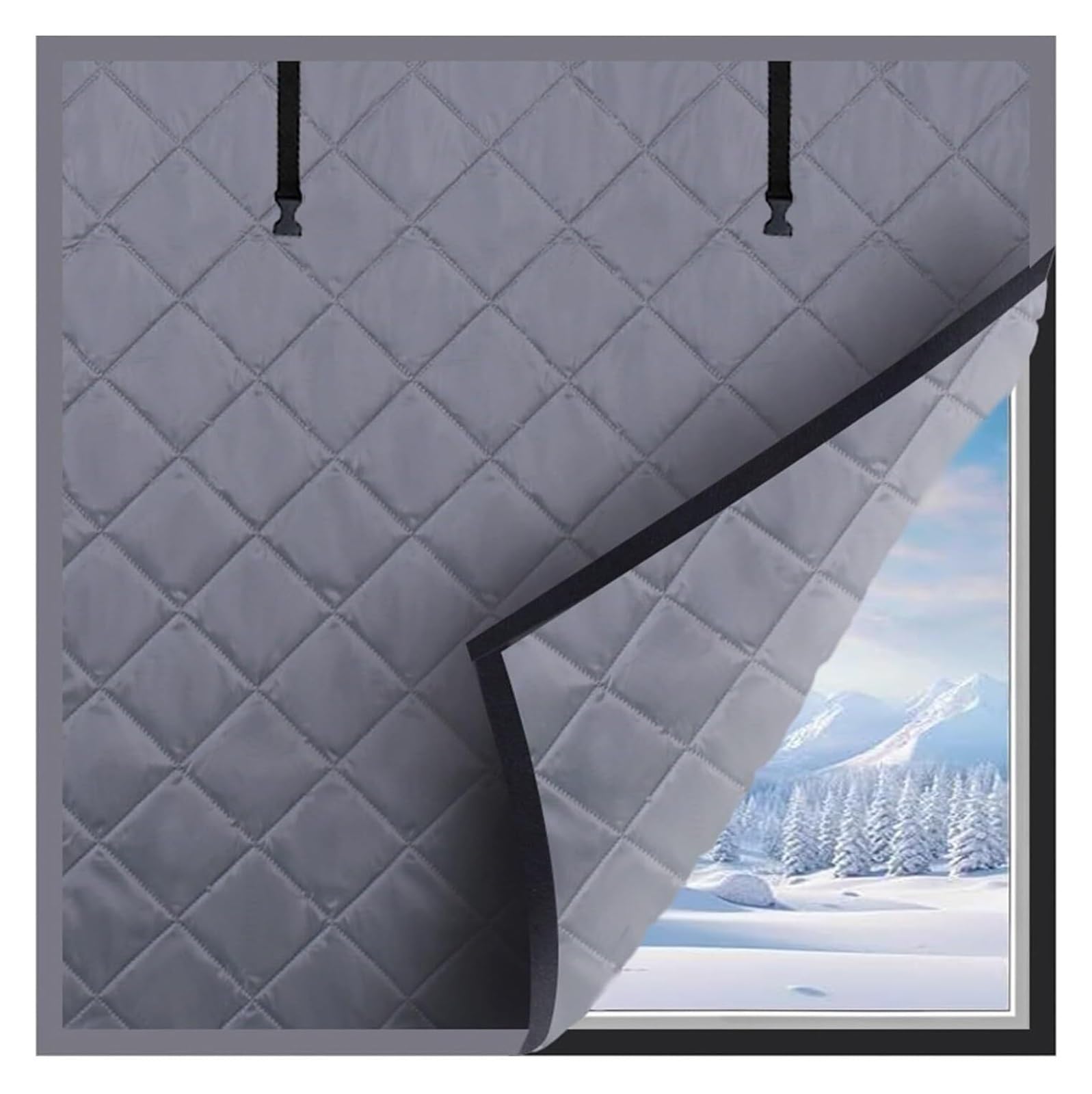Rideau thermique isolation pour petite fenêtre de studio ou porte vitrée gris