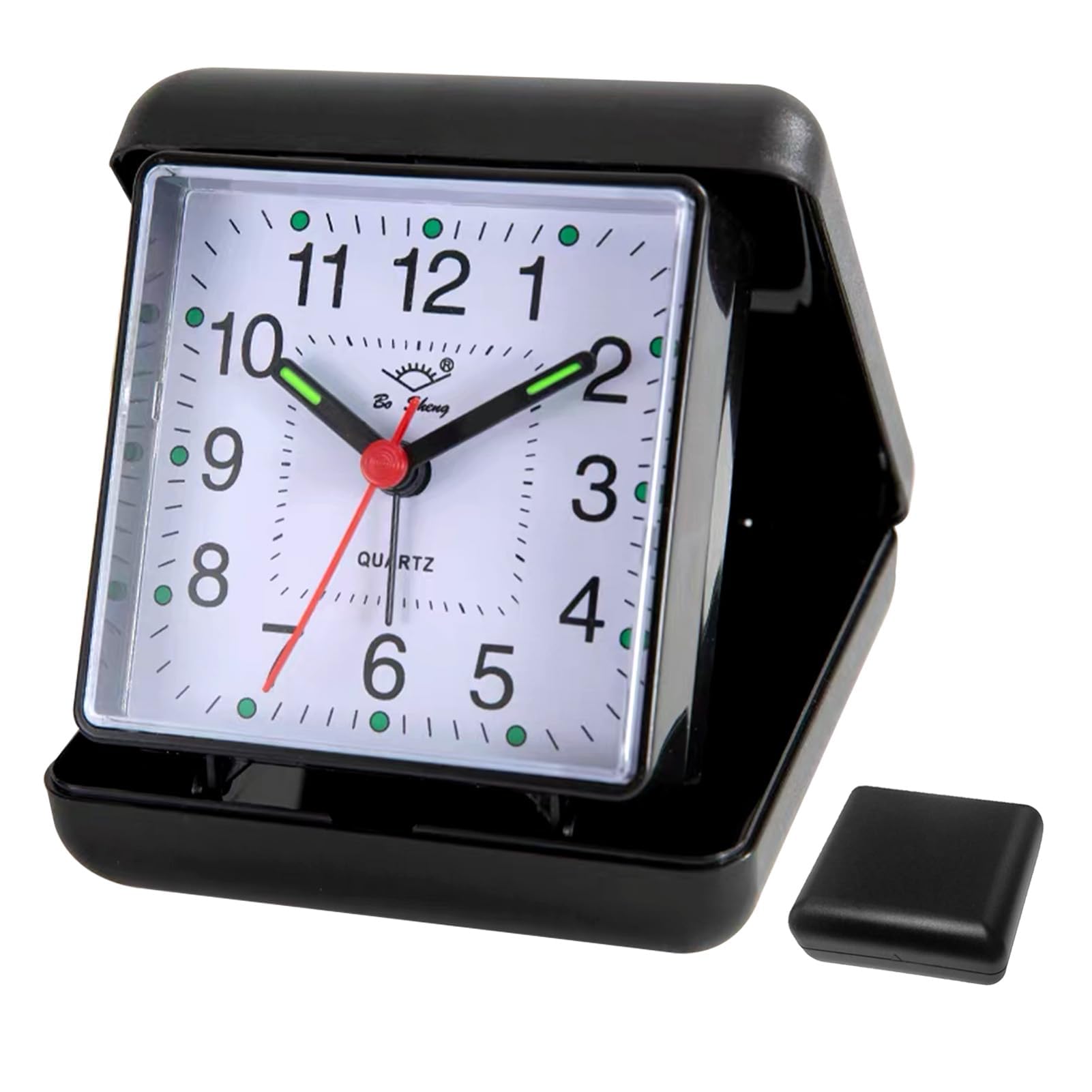 Travel Alarm Clock Folding Design Quartz Folding Travel Alarm Clock Battery Operated Bedside Silent Clock Portable No Ticking Clocks with Clear Arabic Numbers for School Bedside Travel OfficeDesk Camp