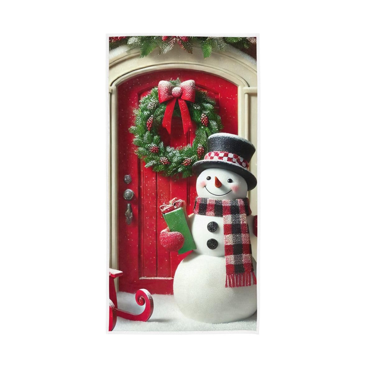 HUYGD Christmas Snowman Hand Towels, 15 x 30 Inches, Soft Highly Absorbent Towels for Bathroom Gym Hotel