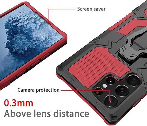 Miniatura 8 de Asuwish Funda protectora compatible con Samsung Galaxy S22 Ultra 5G y protector de pantalla de vidrio templado con clip para cinturón, resistente