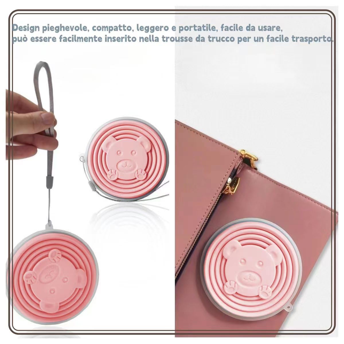 Bicchiere Pieghevole Silicone 270ml - Senza BPA, Con Coperchio, Ideale Per Viaggi E Sport, Blu - Foto 9