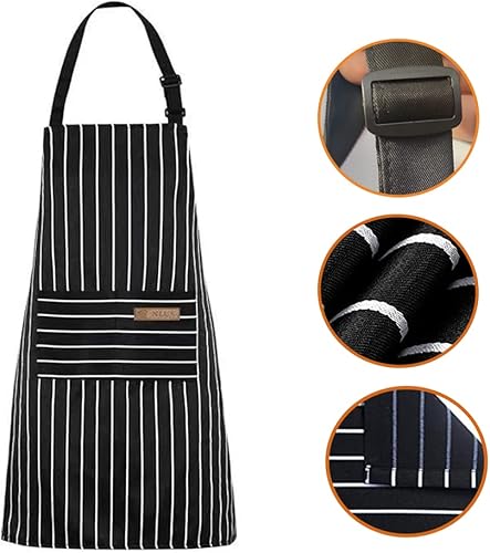 Miniatura 3 de Paquete de 2 delantales unisex ajustables con bolsillos, para cocinar, cocinero, mujeres y hombres, delantales para el hogar, cocina, restaurante,