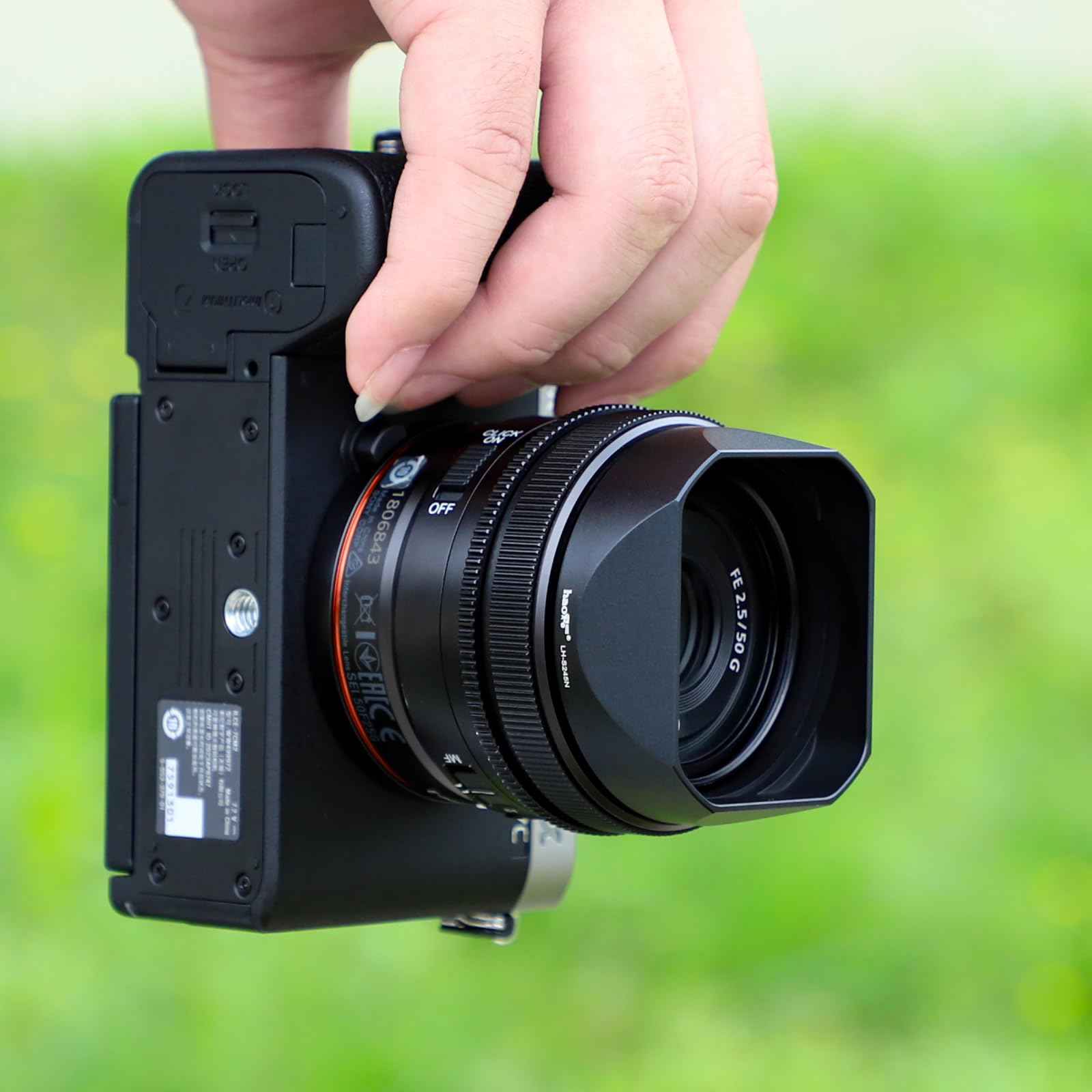 Haoge LH-S245N Bayonet Square Metal Lens Hood for Sony FE 50mm F2