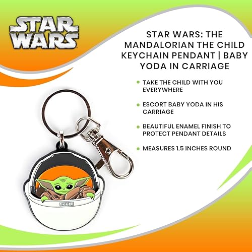 Miniatura 7 de Star Wars The Mandalorian The Child Collector - Llavero con colgante de esmalte coleccionable oficial de Star Wars, Baby Yoda en carruaje, mide 1.5