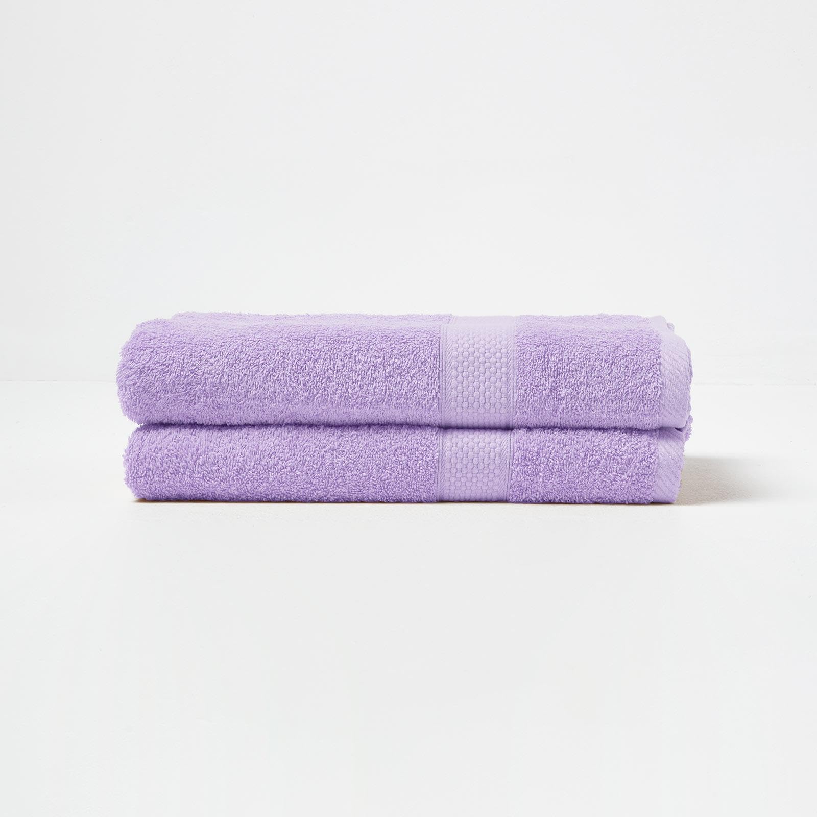 HOMESCAPES Lilac Turkish Cotton Set of 2 Bath Towels Super Soft Thick & Absorbent 500 GSM Towel Heavy Weight for everyday Luxury