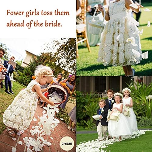4000pcs Rose Flower Petals For Weddings, Silk Rose Petal Red, Tasteless Artificial Silk Flower Petals, Rose Petal Table Decoration For Valentine's Day, Wedding Aisle, Bed,Party,Bath (White)
