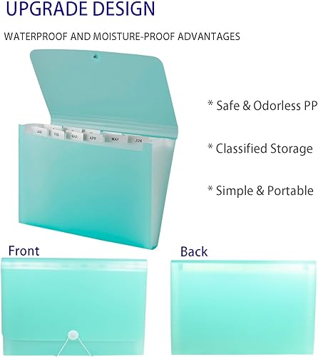 Miniatura 4 de Paquete de 2 carpetas de archivos expansibles, organizador de archivos de acordeón de 13 bolsillos, organizador de documentos de papel tamaño carta