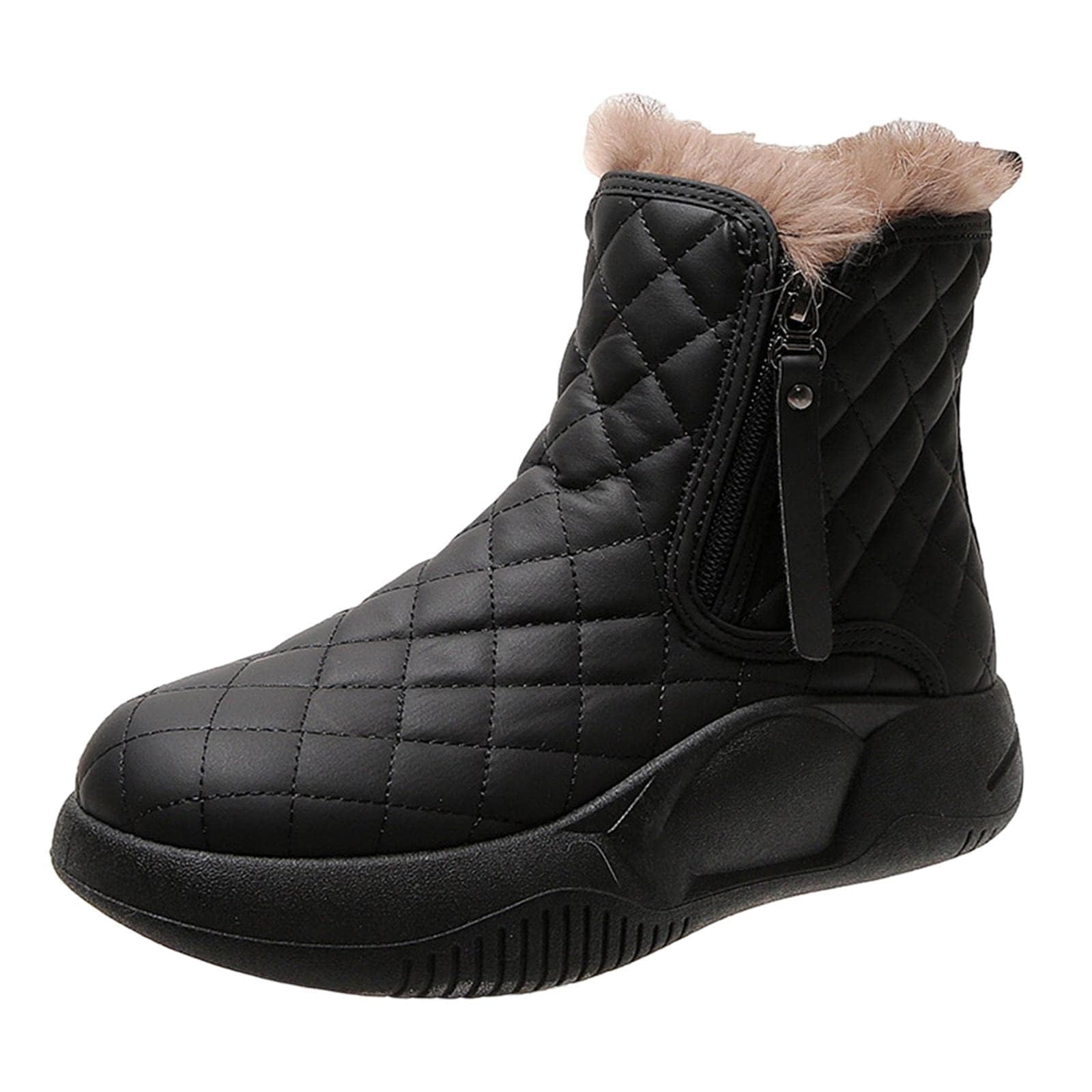 Womens Winter Snow Boots Orthopedics Comfortable Warm Fur Lined Slip on Ankle Booties Outdoor Slip On Waterproof Short