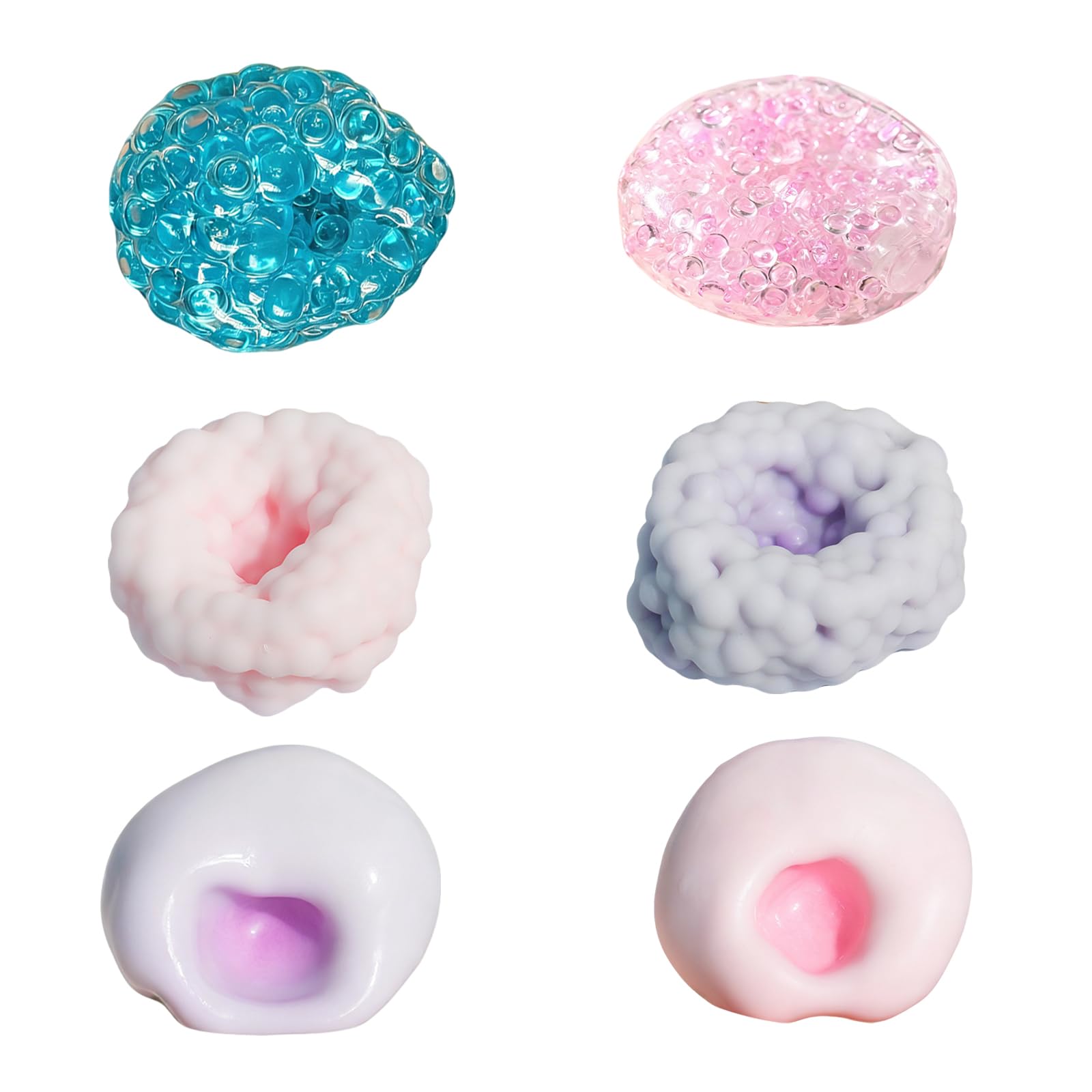 6 Pcs Crunchy Squishy Stress Balls, Stress Relief Portable Sensory Fidget Toys