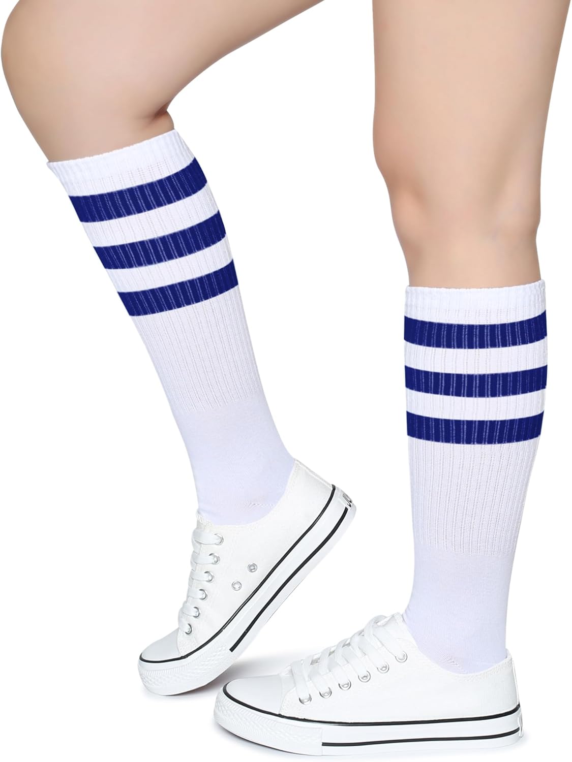 Pareberry Classical Triple Stripes Soft Cotton Over-the-Calf Retro Tube Socks - Image 3