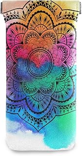 HUSSRITY Eyeglasses Case Gradient Mandala Sunglasses Pouch Soft PU Leather Squeeze Top Eyeglass Holder Portable Glasses Case For Women Men