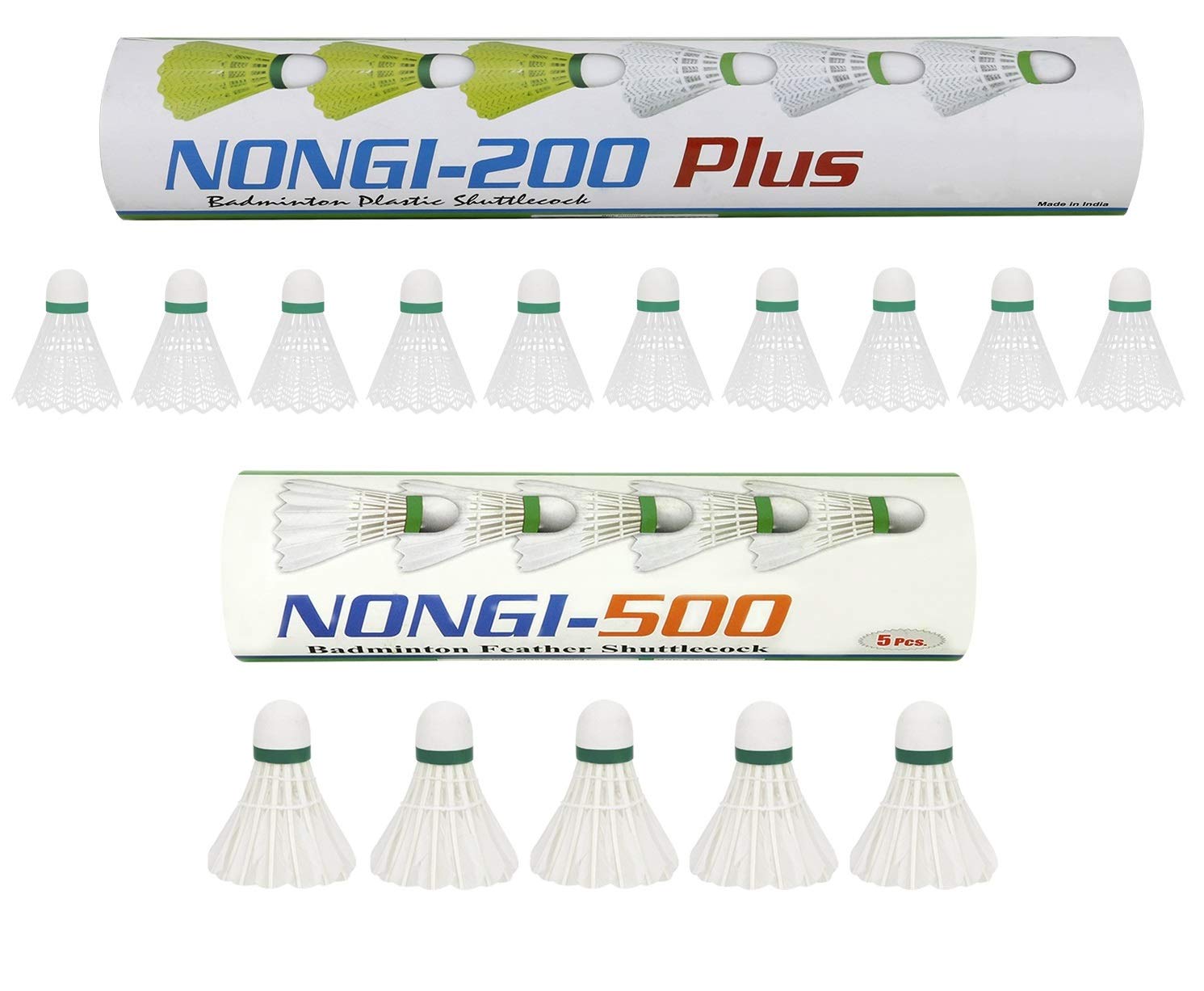 Nongi Combo Pack of 15 Shuttlecock 500 (5 White Feather), 200 Plus(10 White Plastic) for Outdoor Indoor Sports-picture-32