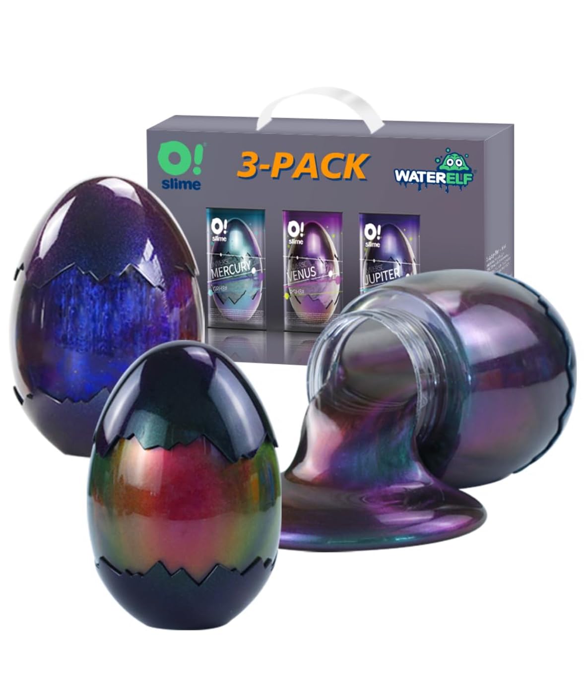 WATERELF 3Pcs Galaxy Slime Kit for Kids & Adults, Perfect for Party Favors Stress Relief Slime