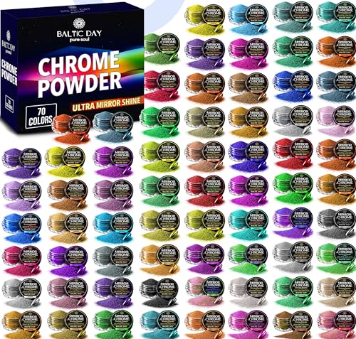 Premium Chrome & Metallic Pigment – 70 Colors Mirror Chrome
