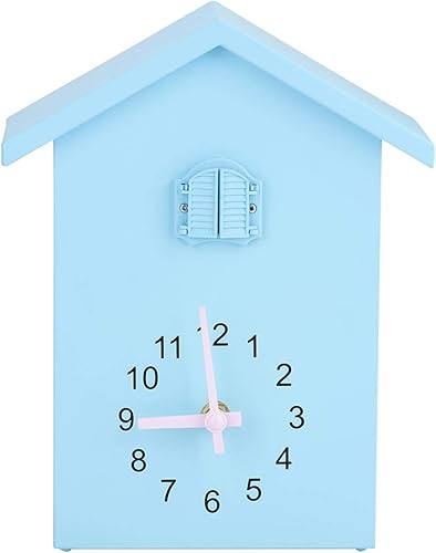 Miniatura 6 de Reloj de pared, estilo único, de plástico ABS, color azul, reloj de pared con alarma de tiempo, reloj de cuco con péndulo con decoración de pájaros,