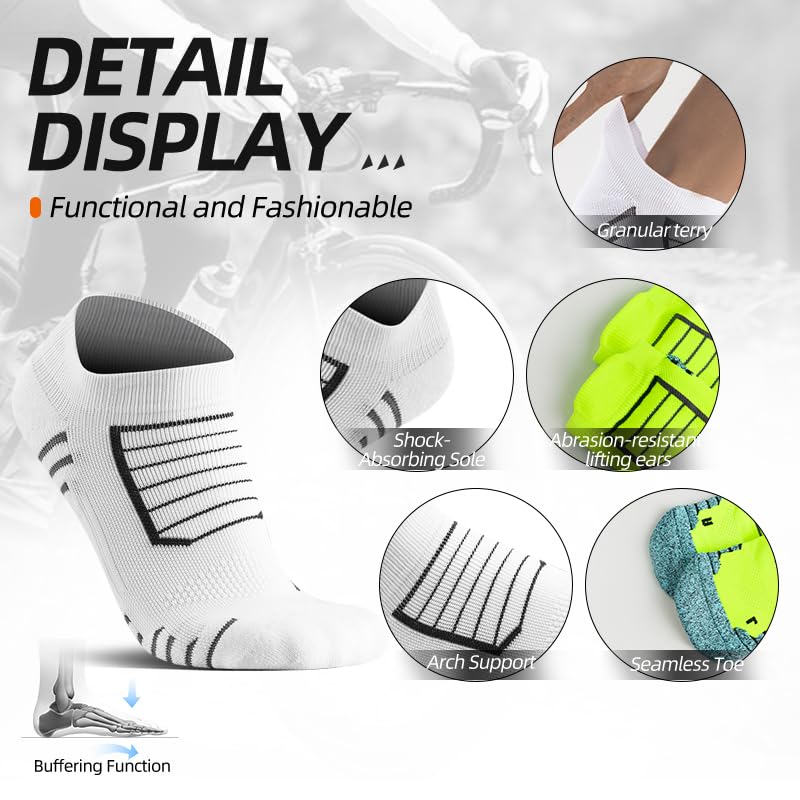 Mens running ankle socks,low cut compression socks with arch support,moisture wicking sports sock,breathable,4 pack4