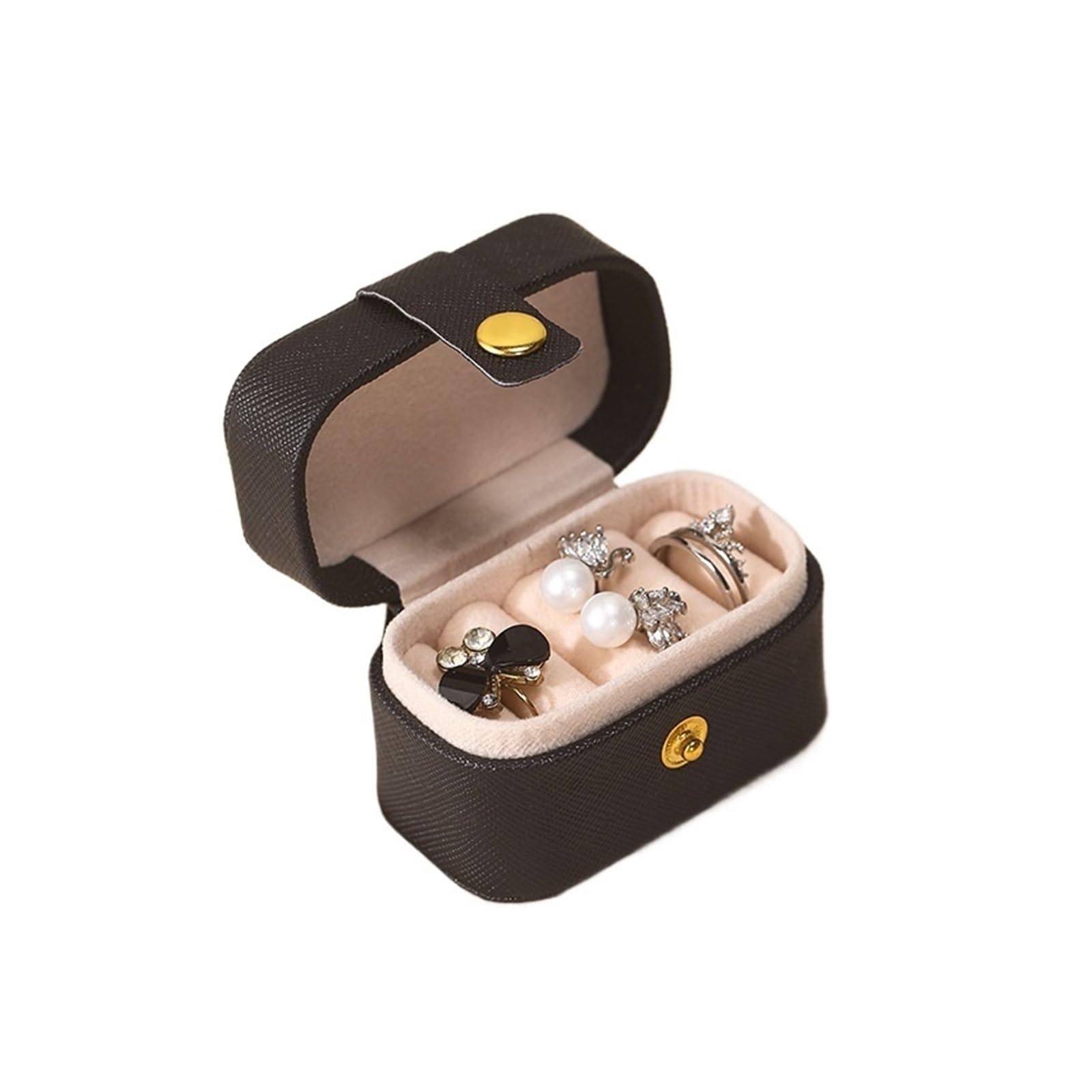 ESTDKMNOS Portable Jewellery Case， Jewelry Box Mini Storage Earrings Necklace Multicolor(A-black)