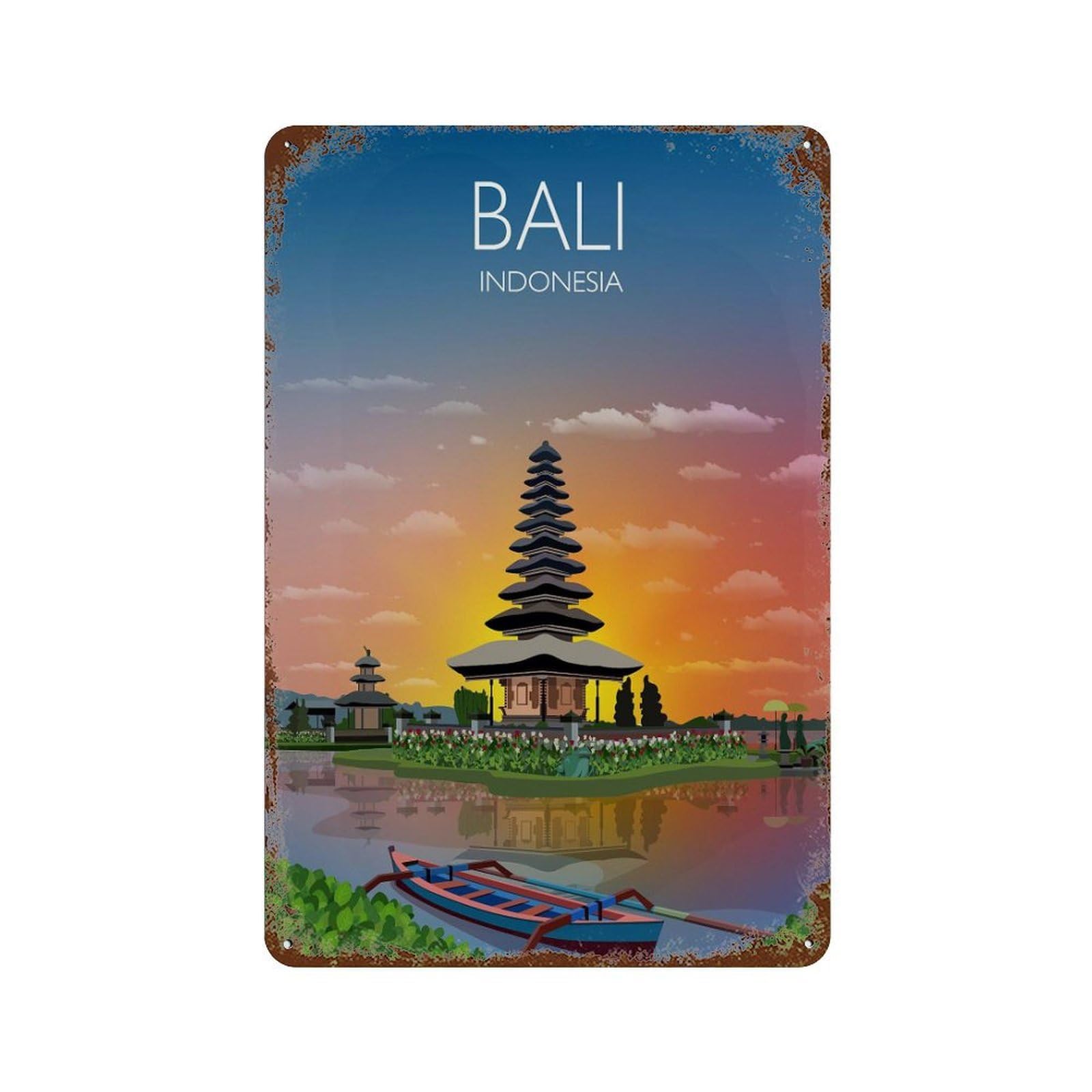 xiaoxiaoshen Travel of Bali Indonesia Wall Decor Art Metal Tin Poster Modern Home Decor Art Home Bar Shop Decorations Vintage Sign 30x20cm