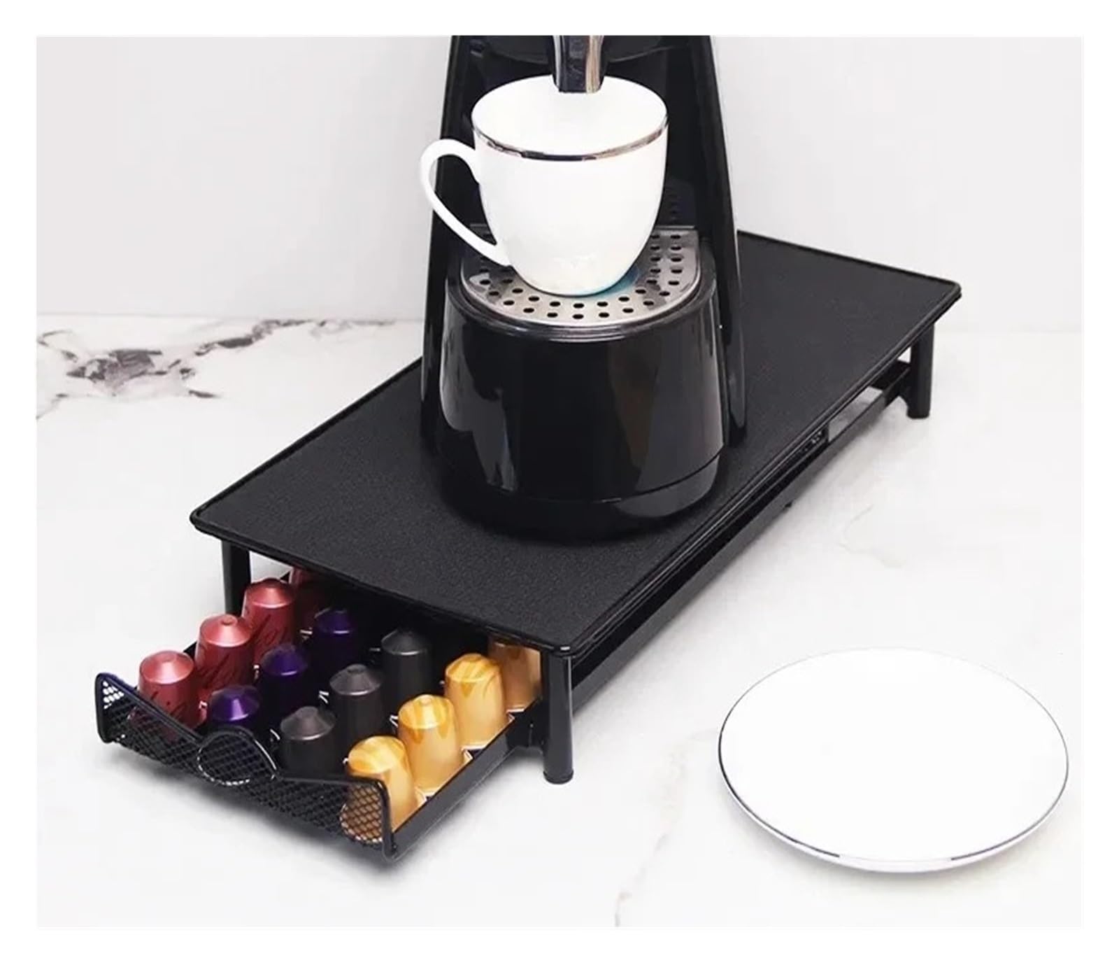 Uchwyt na kapsułki do kawy Nespresso, 40 kapsułek, kompatybilny organizer na kapsułki, stylowy stojak na kapsułki do kawy, oszczędność miejsca, rozwiązanie do przechowywania w kuchni.