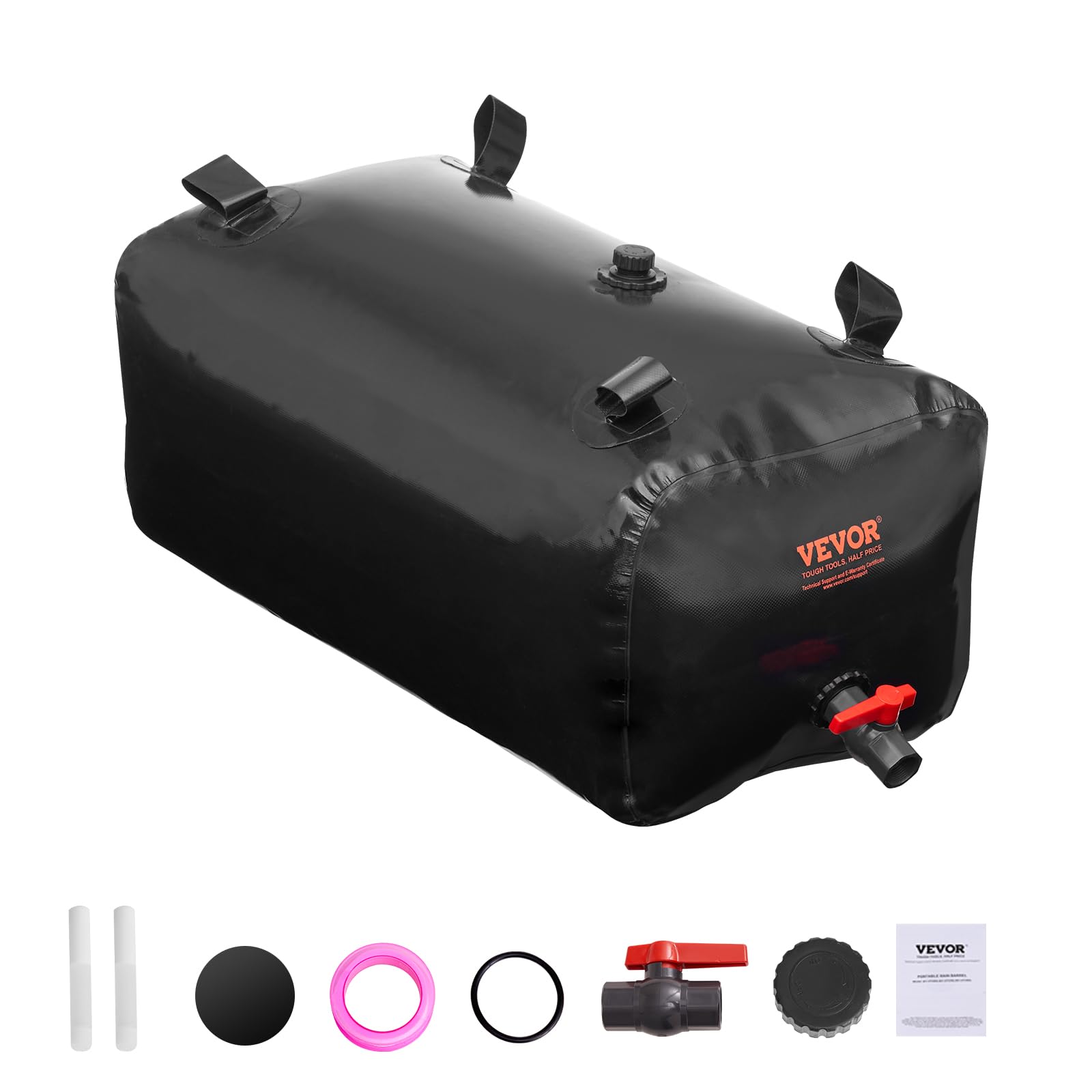 VEVOR 113 L/29.85 Gal Water Storage Bladder, Portable RV Water Tank, 1000D PVC Collapsible Water Storage Containers, Soft Water Bag, Water Bladder, Camping, Emergency Water Use, Black